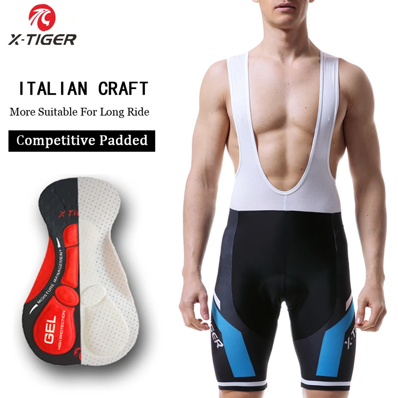 X-TIGER Cycling Bib Shorts Summer Bike Breathable Polyester Sports Shorts Men\'s 5D Gel Padded Tights Man Lycra Bicycle Shorts