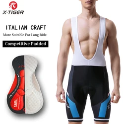 X-TIGER Cycling Bib Shorts Summer Bike Breathable Polyester Sports Shorts Men's 5D Gel Padded Tights Man Lycra Bicycle Shorts