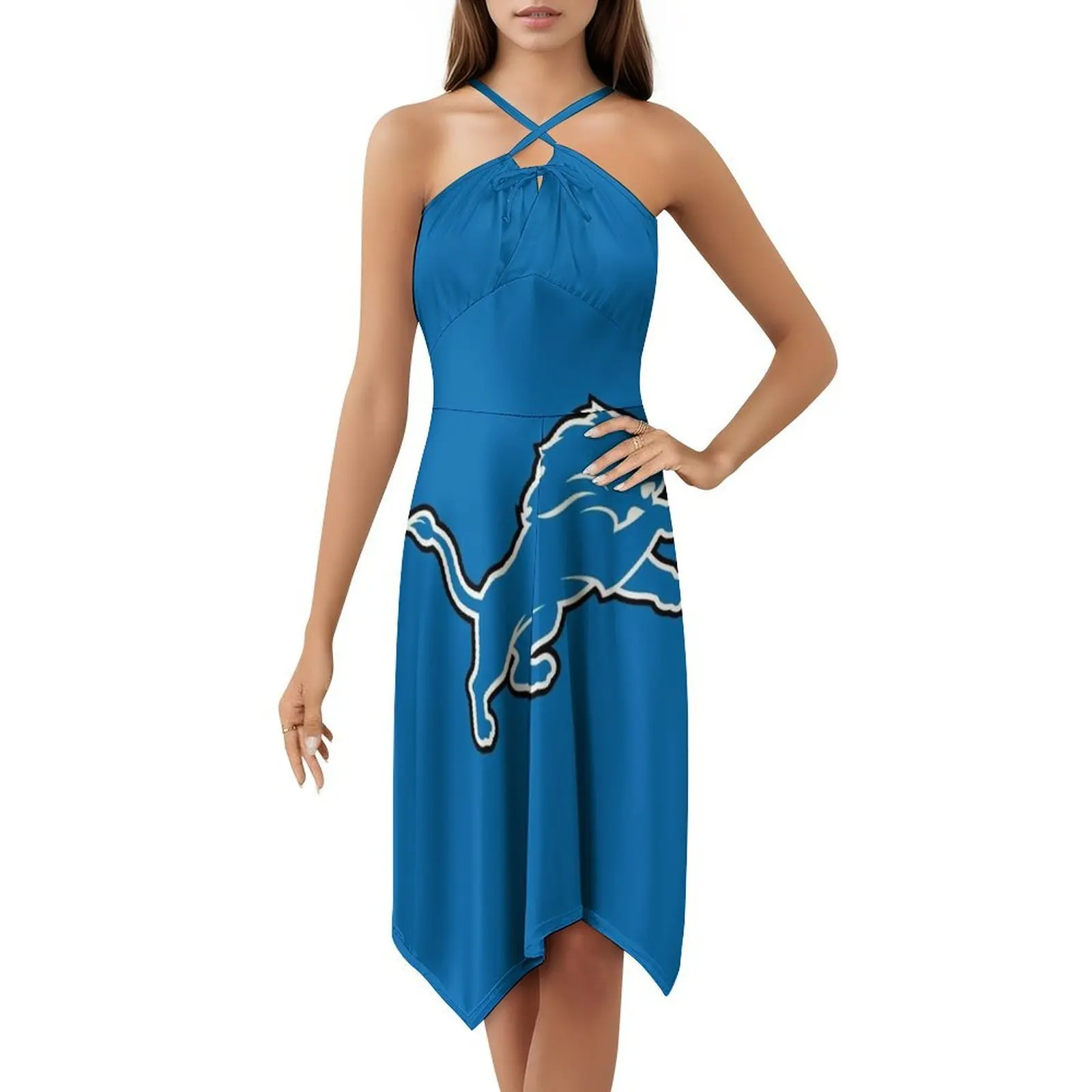 فستان قصير على طراز Lions Preppy للنساء على شكل حرف a فضفاض مناسب فستان يوم غير رسمي رياضي للرجال والنساء ملابس نسائية ممتعة للتدريب