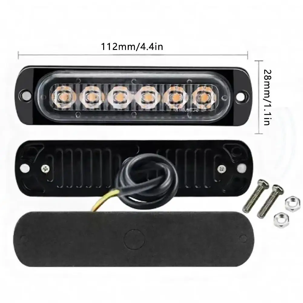 1PC 12V24V Car led strobe light Grille Lights emergency light 6LED Warn light flashing side lights For Truck Trailer Beacon Lamp