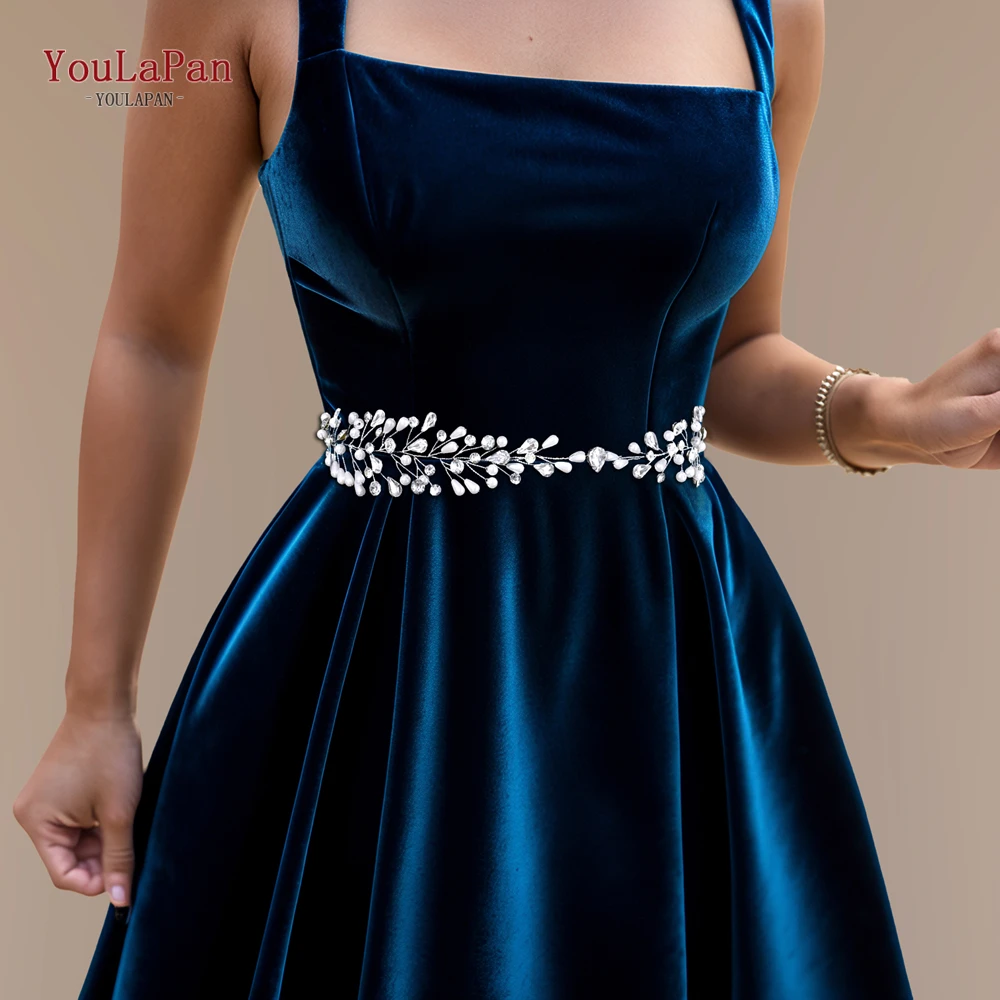 YouLaPan New Wedding Dress Belt Rhinestone Waist Chain Bridal Women's Belt Artificial Pearl Accessories Bridesmaid Belt SH835