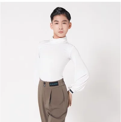 キッズボーイラテンダンス Tシャツ 3 色プロフェッショナルダンストップス V 襟デザインジャズルンバチャチャダンスパフォーマンスダンスウェア