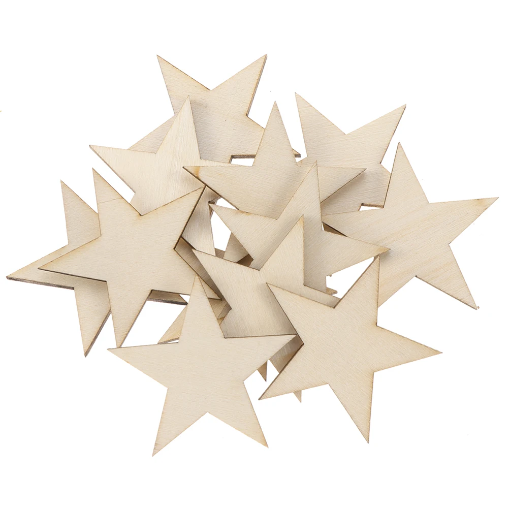 

300 Pcs Wood Star nament Decorative DIY Pentagram Festival Wedding Party Home Bamboo Table Christmas Home Decor