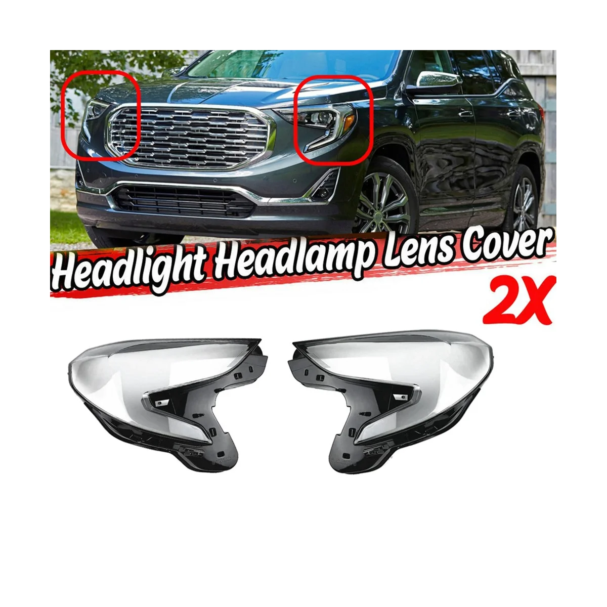 Left Front Headlight Lens Cover for GMC Terrain 2018 2019 2020 Lampshade Head Light Lamp Glass Replacement Light Shell