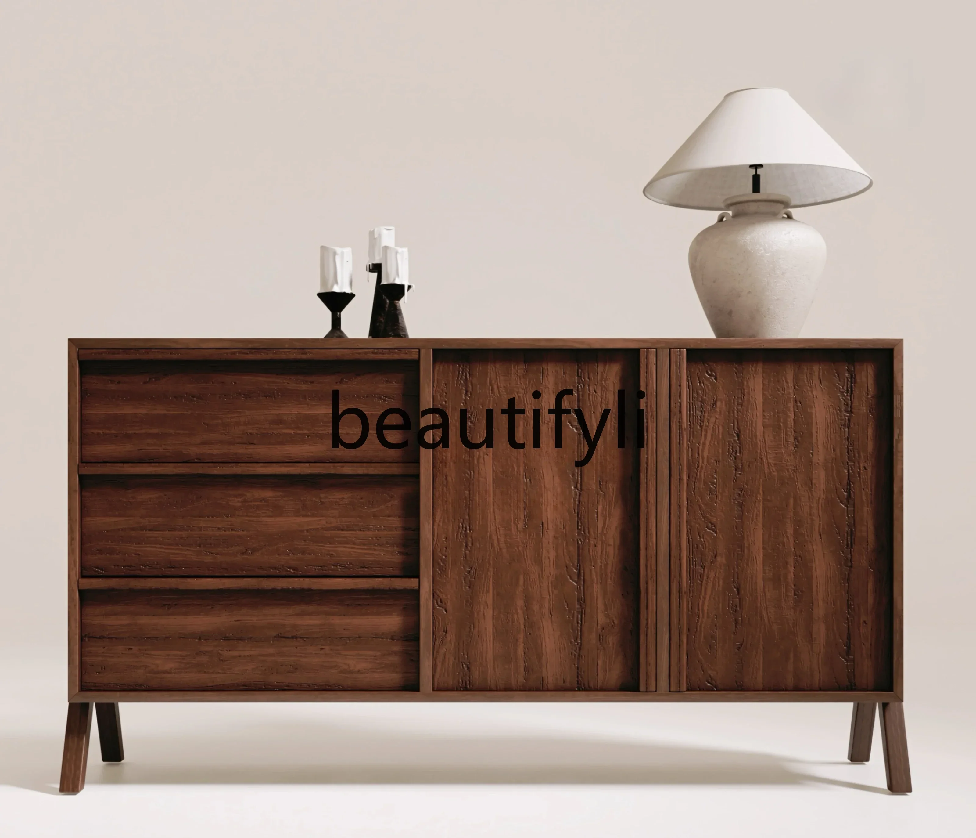 

Wabi Sandy Wind Solid Wood Entrance Cabinet Old Wood Weathered Wood Dining Side Cabinet Homestay Household
