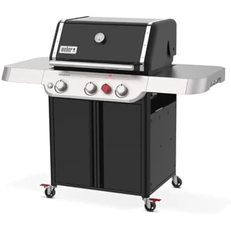Weber Genesis E-325 Propane Grill Black Outdoor Cooking Station with Extra-Large Sear Zone PureBlu Burners Cast-Iron Grates FLAV