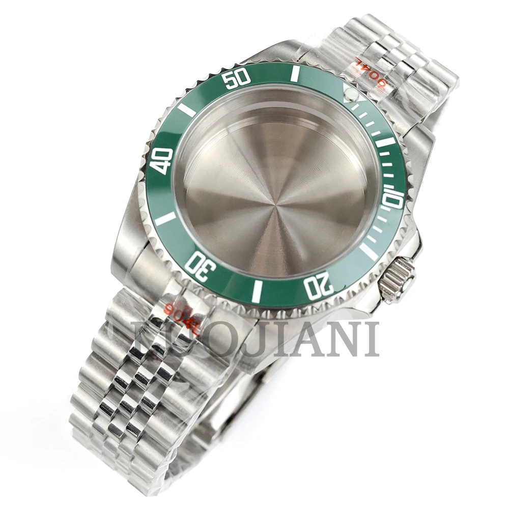 For Submariner Case 40mm NH35 Silver Watch Case Solid Oyster/Jubilee Bracelet Fit NH34 NH35 NH36 NH38 Movement 28.5mm Dial image 3