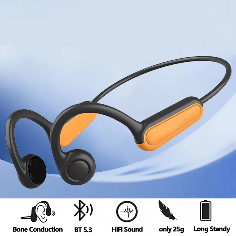 New Real Bone Conduction Sport Headphone Wireless Earphone Bluetooth-Compatible Headset Hands-free with Mic for Running