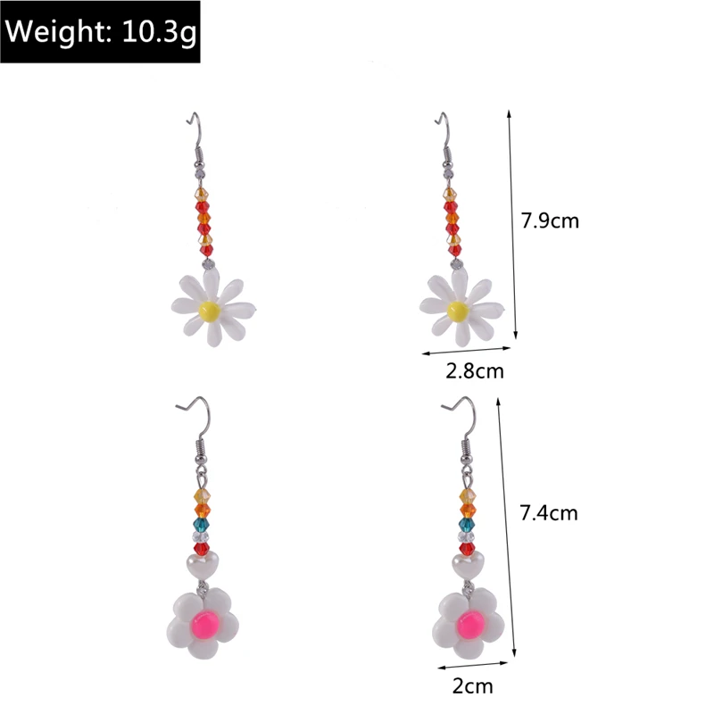 2 Paare/satz Mode Handgemachte Perlen Blume Tropfen Ohrringe für Frauen Mädchen Party Festival Schmuck Geschenke – Detail 4