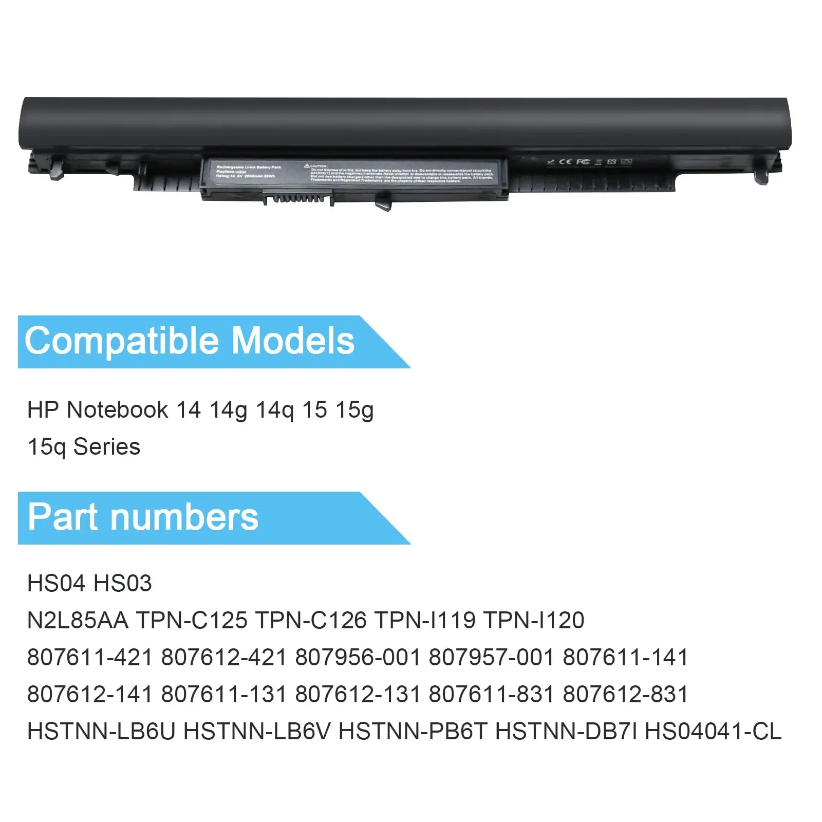 807956-001 HS03 HS04 Laptop Battery for Hp 14 15 Notebook PC series 15-ay009dx 15-ba009dx 15-af131dx fits Spare 807957-001