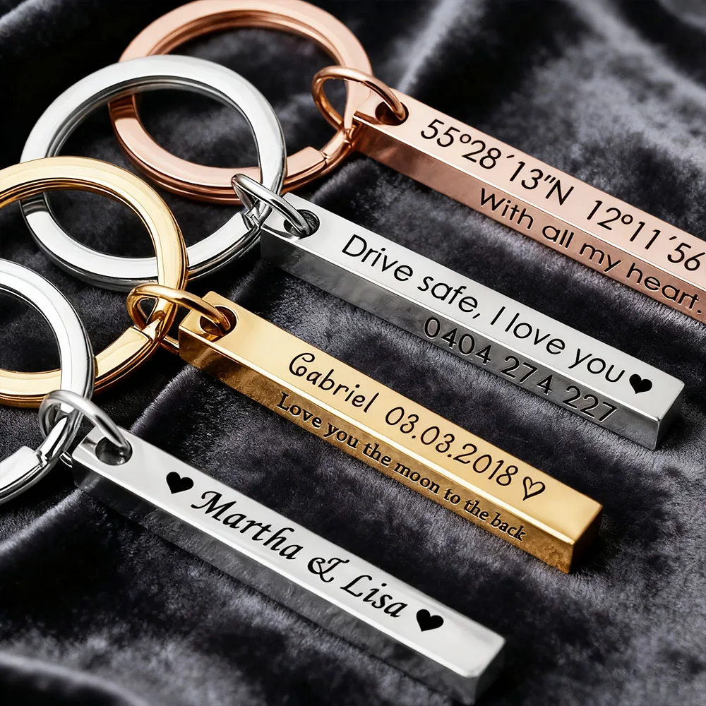 

Custom Bar Keychain Engraved Text Keyring Personalised Bar Keyring gift Drive Safe Keychain Personalised Valentine's Gift
