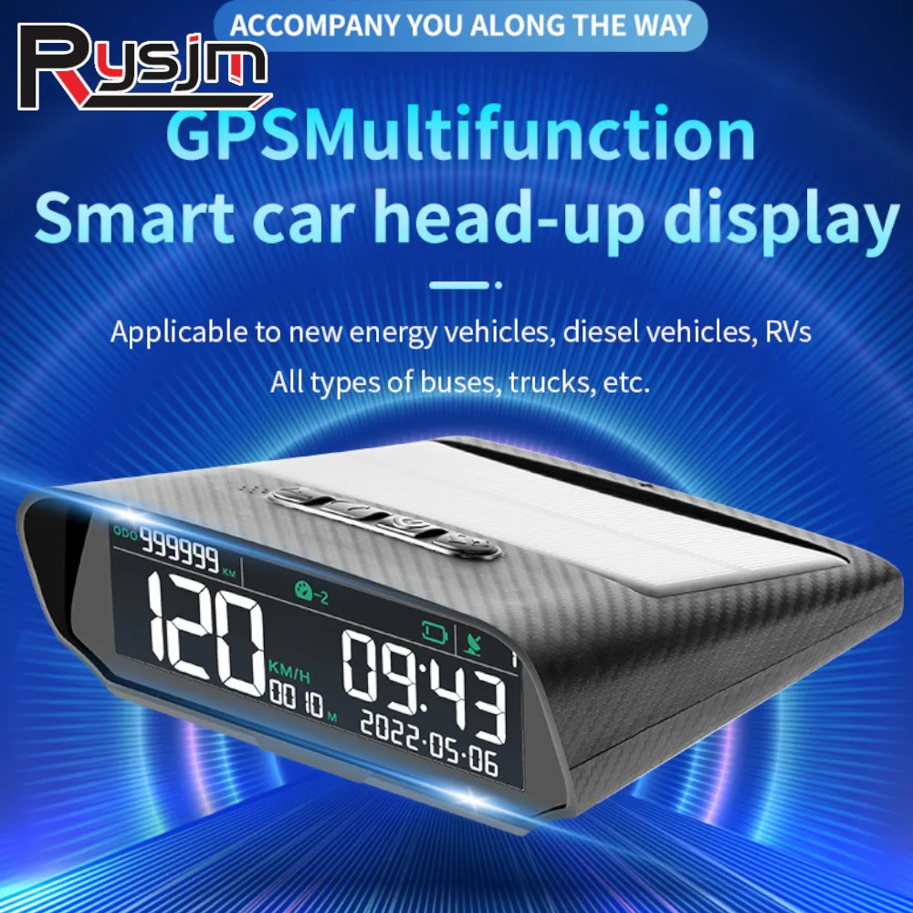 2023 New X100 Universal Car HUD Display Gauge Solar Charging Digital GPS Speedometer Over-speed Alarm Distance Altitude Display