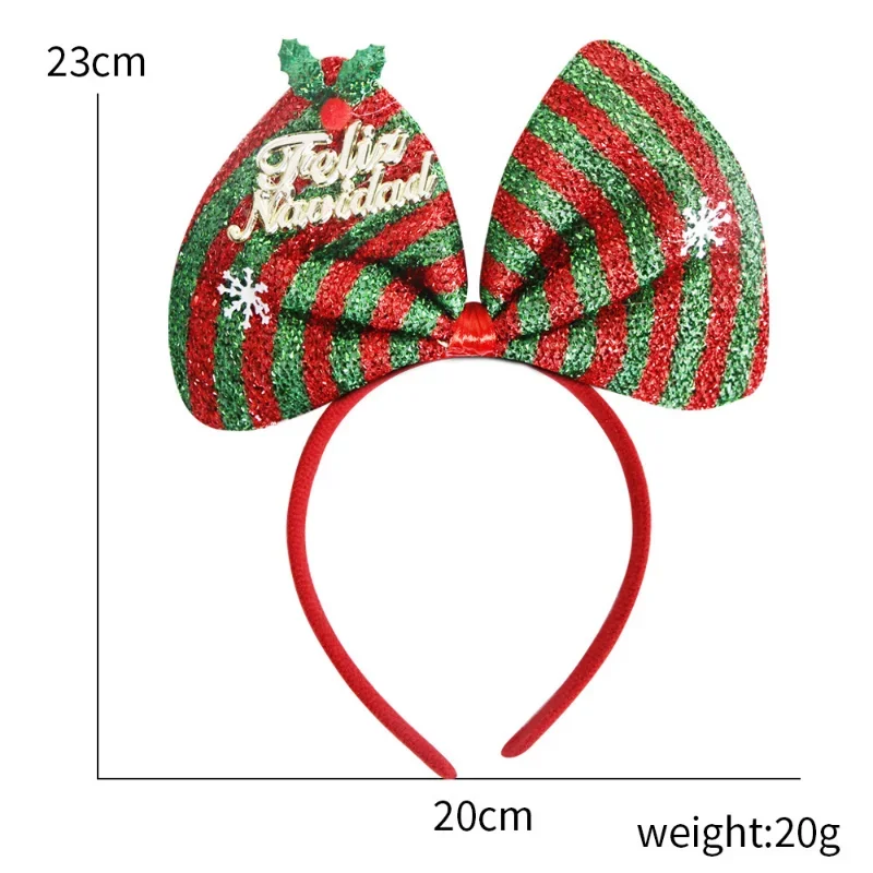 Christmas Decoration Large Stripe Bowknot Hair Hoop Cute Rainbow Snowflake Headdress Party Hair Accessories Children's Headband