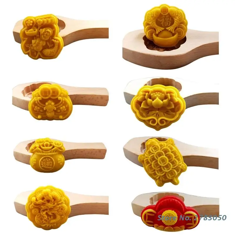 Wooden Moon Cake Mold Pastry Mould Baking Tool for Making Mung Bean Cake Ice Skin Fondant Cake Mold Chocolate Mold Cake Decors