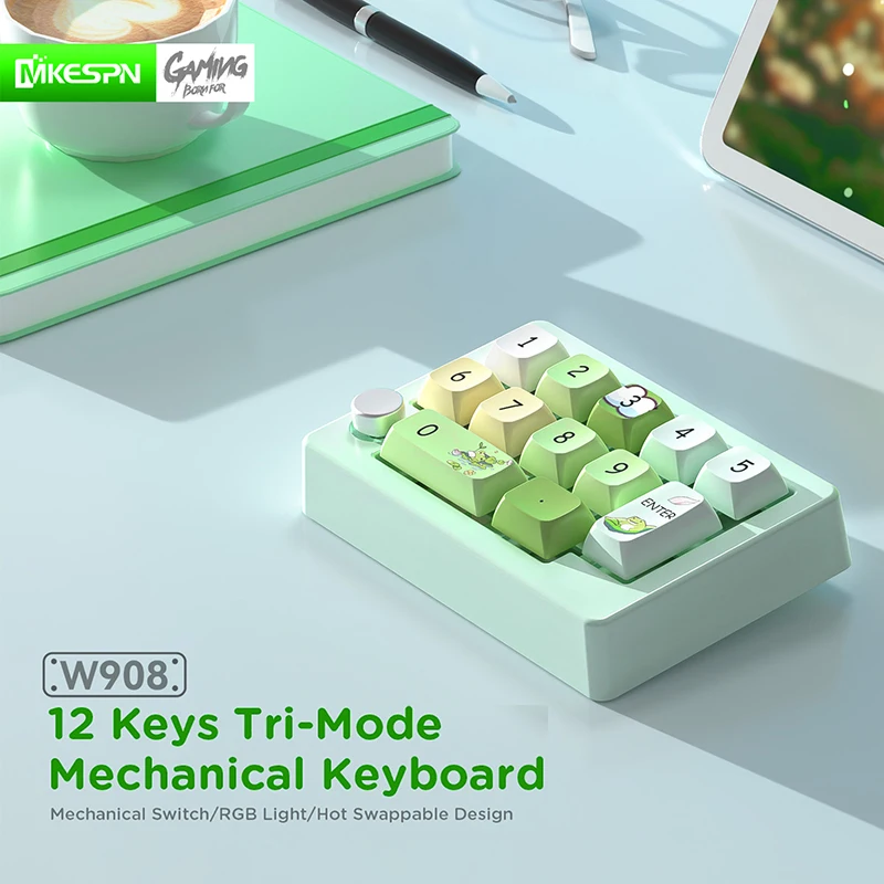 Teclado mecánico retroiluminado para juegos, teclas intercambiables en caliente, trimodo BT, inalámbrico, RGB, teclado de programación para escritorio/portátil