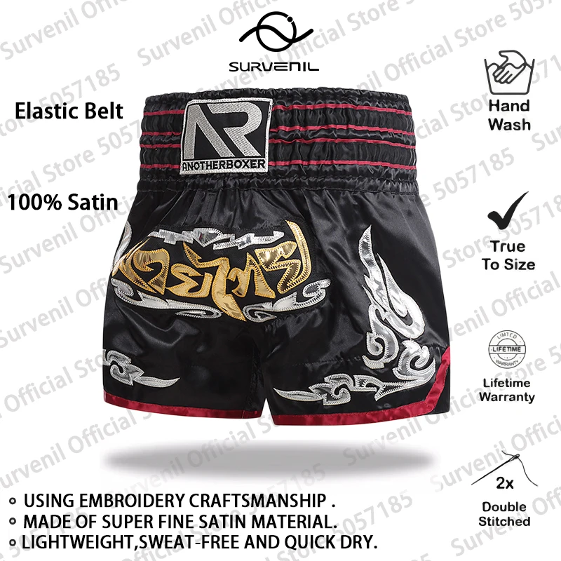 Calças de boxe profissional para homens e mulheres, muay thai, crianças, bordados, ginásio, artes marciais, grappling, kickboxing, roupas de