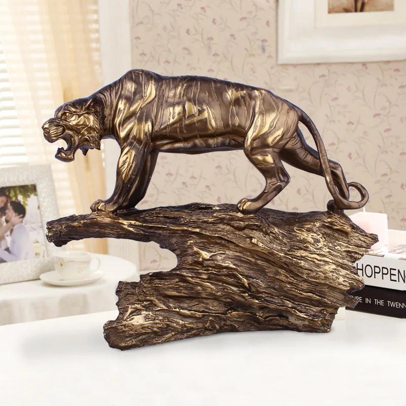 Handmade Tiger Sculpture Resin Siberia Tiger Statue Wild Animal Totem Ornament Craft Birthday Present for Business Home Decor