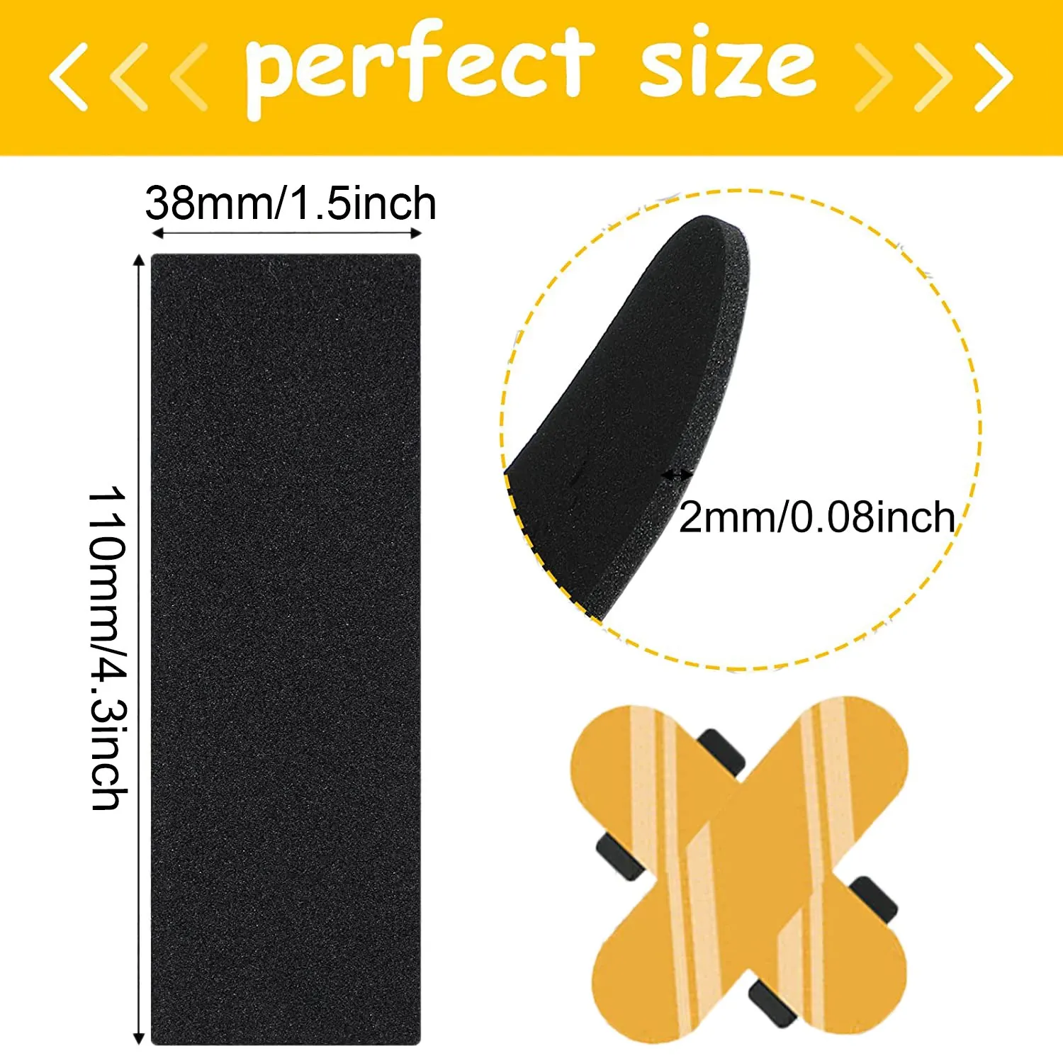 24 Pieces Fingerboard Foam Grip Tape Adhesive Foam Tape Black Non Slip Foam Grip Tape for Mini Fingerboards