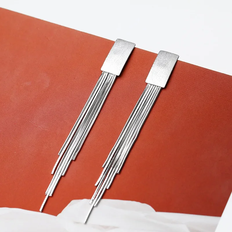 

925 Sterling Silver Long Earrings for Women New Design Lovely Christmas Gift Statement Jewelry Dangle Earrings