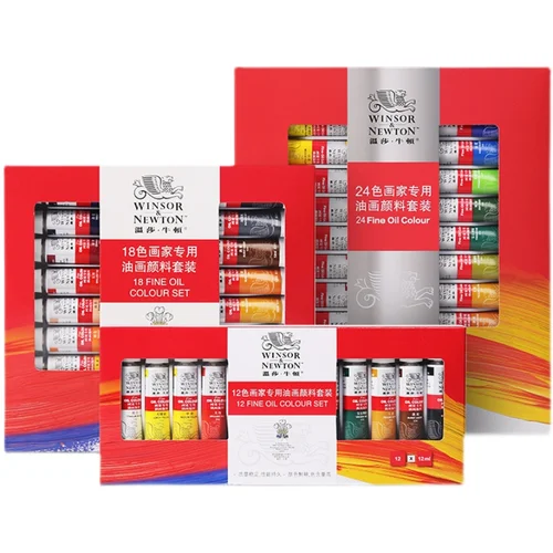 WINSOR & NEWTON Juego de pintura al óleo de 12/18/24 colores, pigmento de pintura fina de tubo de 12 ML, suministros de arte de Color profesional para artistas principiantes