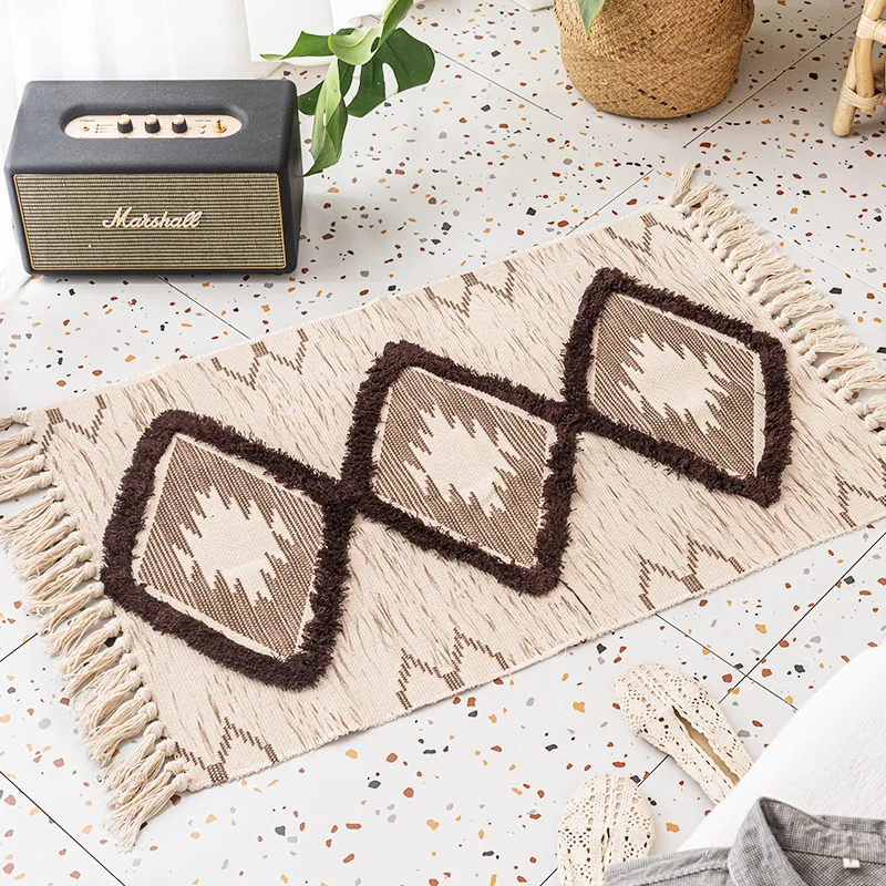 Design Tufting Carpet 60x90cm Non-slip Floor Mat Macrame Design Livingroom Area Rugs Doormat Bedroom Morocco Tufted Carpet