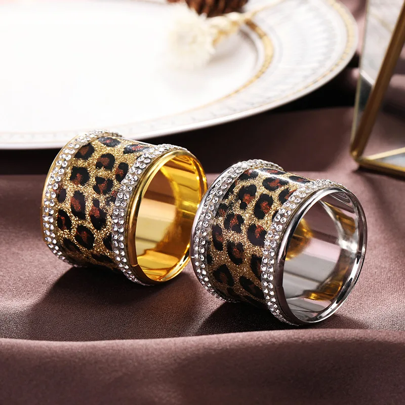 

Leopard print metal napkin ring, 12PCs, simple, American, fashion, American, Western food buckle