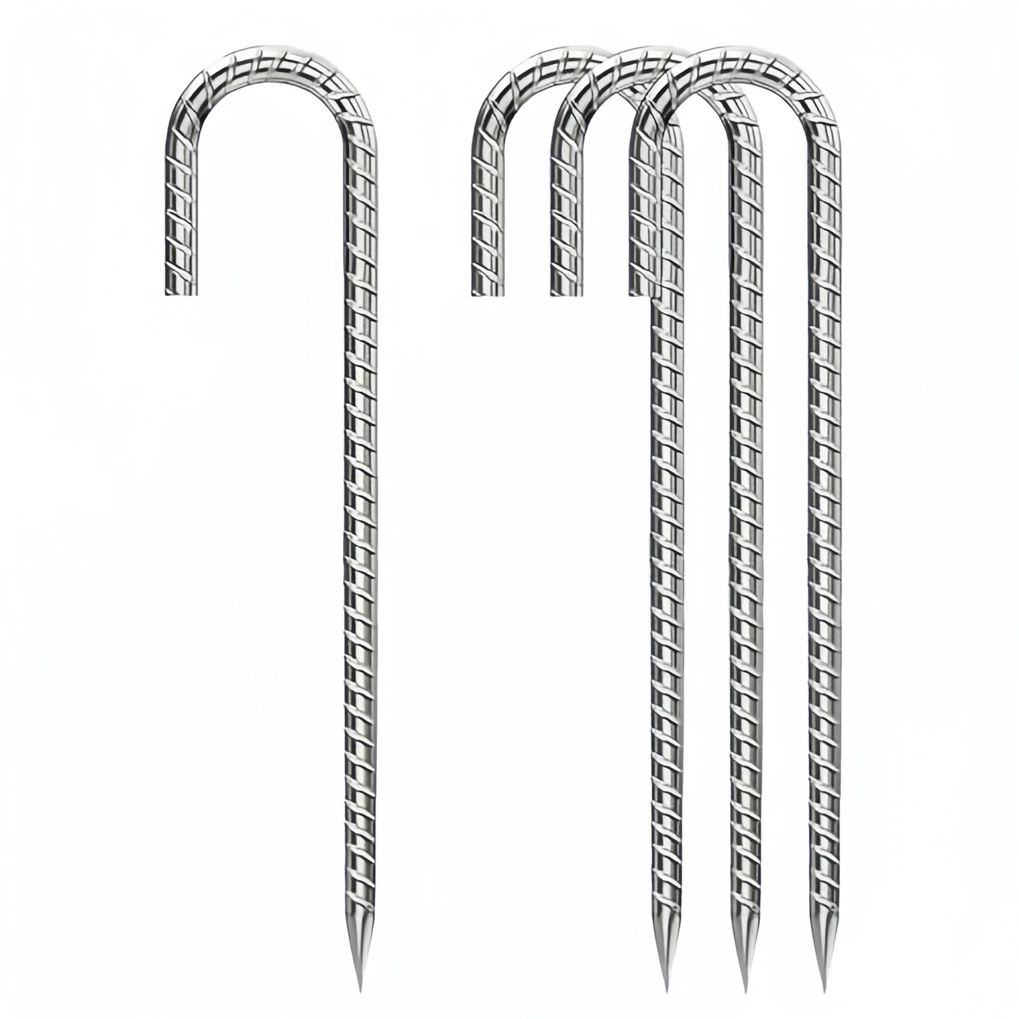 Rebar-Stakes-12-Inch, Ground Stakes Heavy Duty J-Hook Ground Anchors for Garden Dog Fence Coop Decorations Deer Fence 4pcs