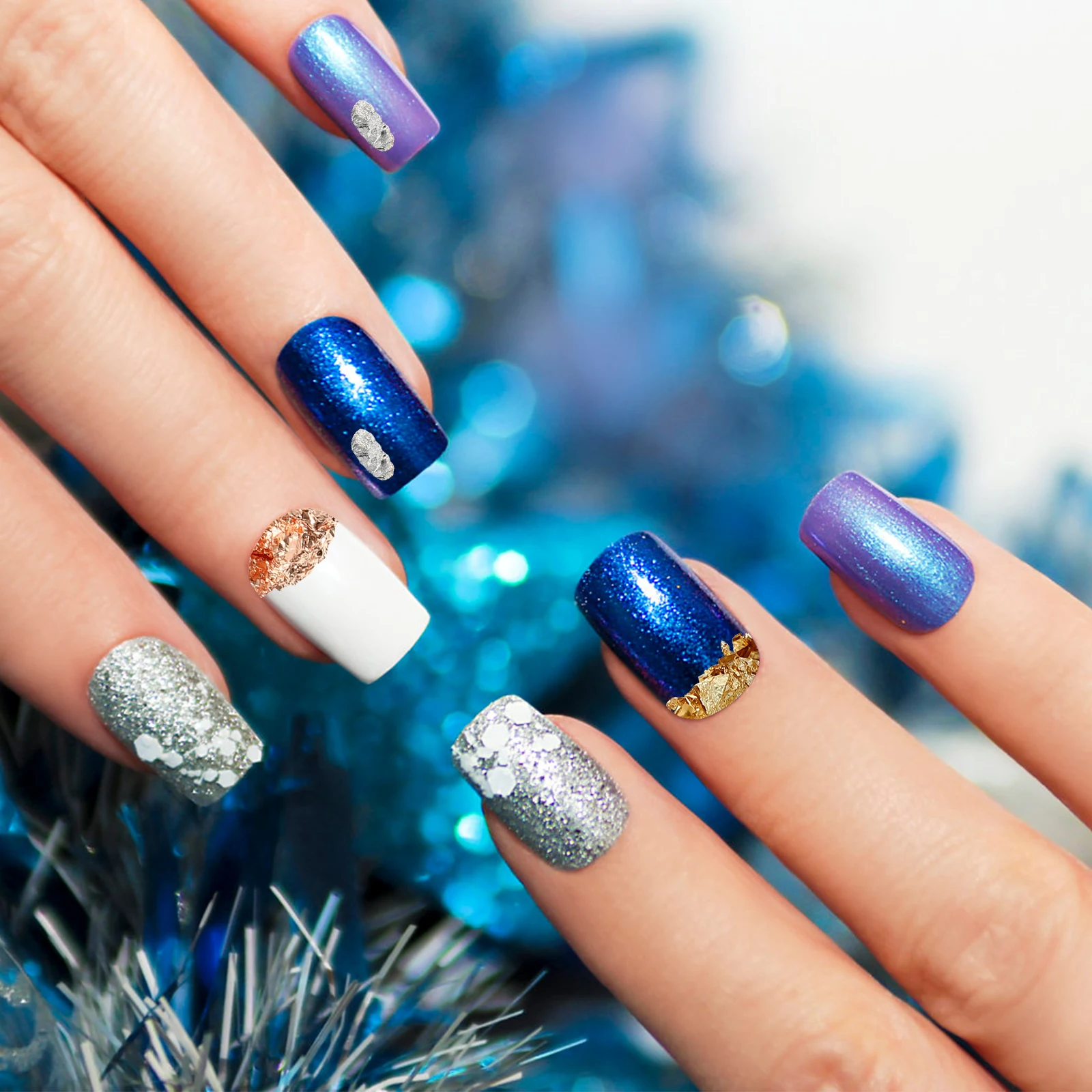 

1 Set Art Foil Flakes Premium Shiny Gold Foil For Diy Manicure Decoration Christmas Party Women Nail Sticker Supplies Nail