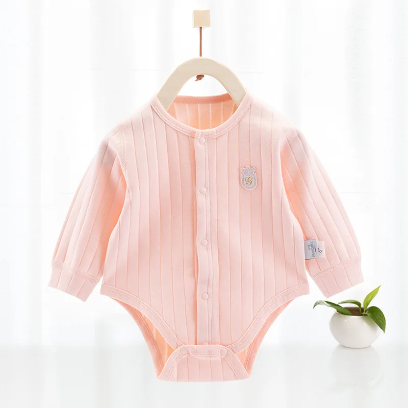 Newborn Baby Fart Clothes Autumn and Winter Cashmere Baby Long Sleeve Triangle Khaki Climbing Jumpsuit Clothes