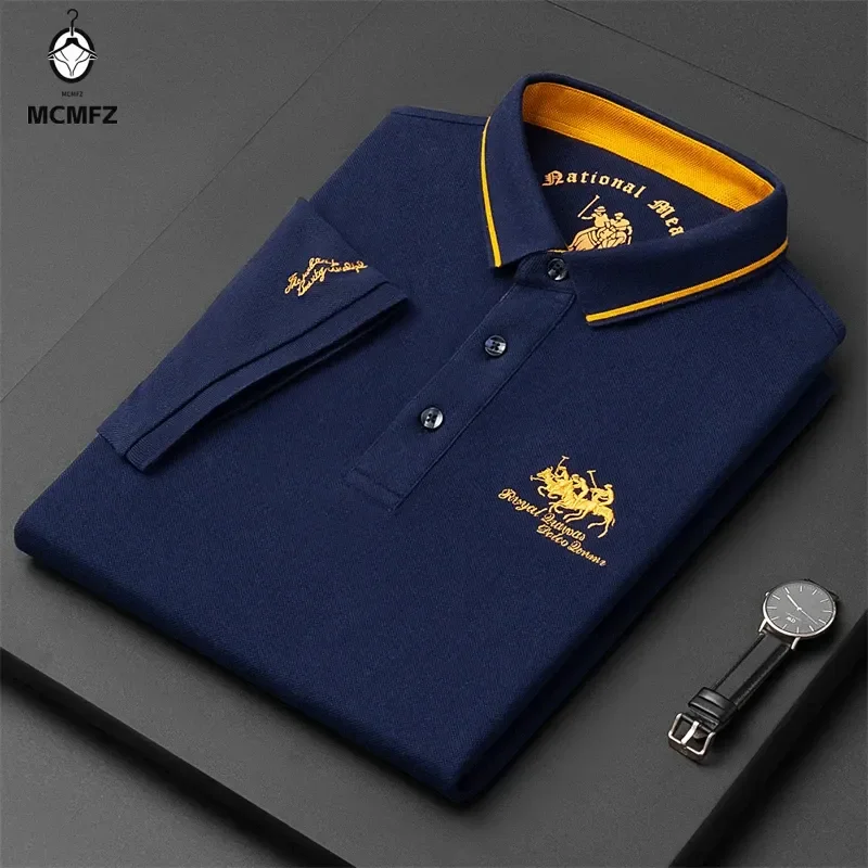 Men\'s Embroidered Casual Fashion Short Sleeved POLO Shirt Summer Comfortable Top