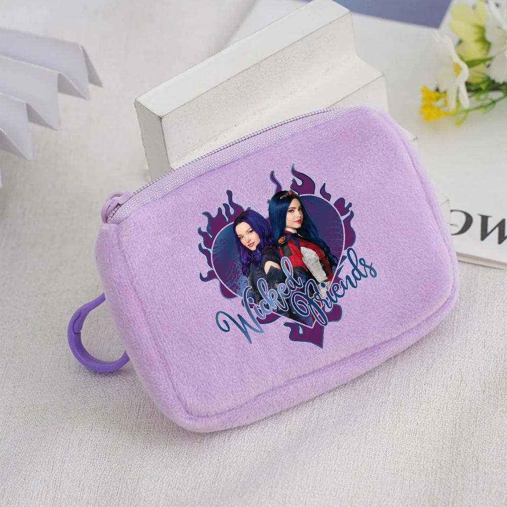 Descendants Solid Plush Coin Purse Women's Cute Wallet Card Bag Keychain Minimalist Coin Bag Wallets for Kid Gift Pouch