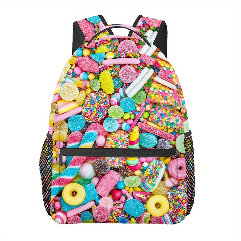 Colorful Candy-Themed Backpack with Adjustable Strap Lightweight Durable Ideal for Travel Hiking Gym Beach and Everyday Use