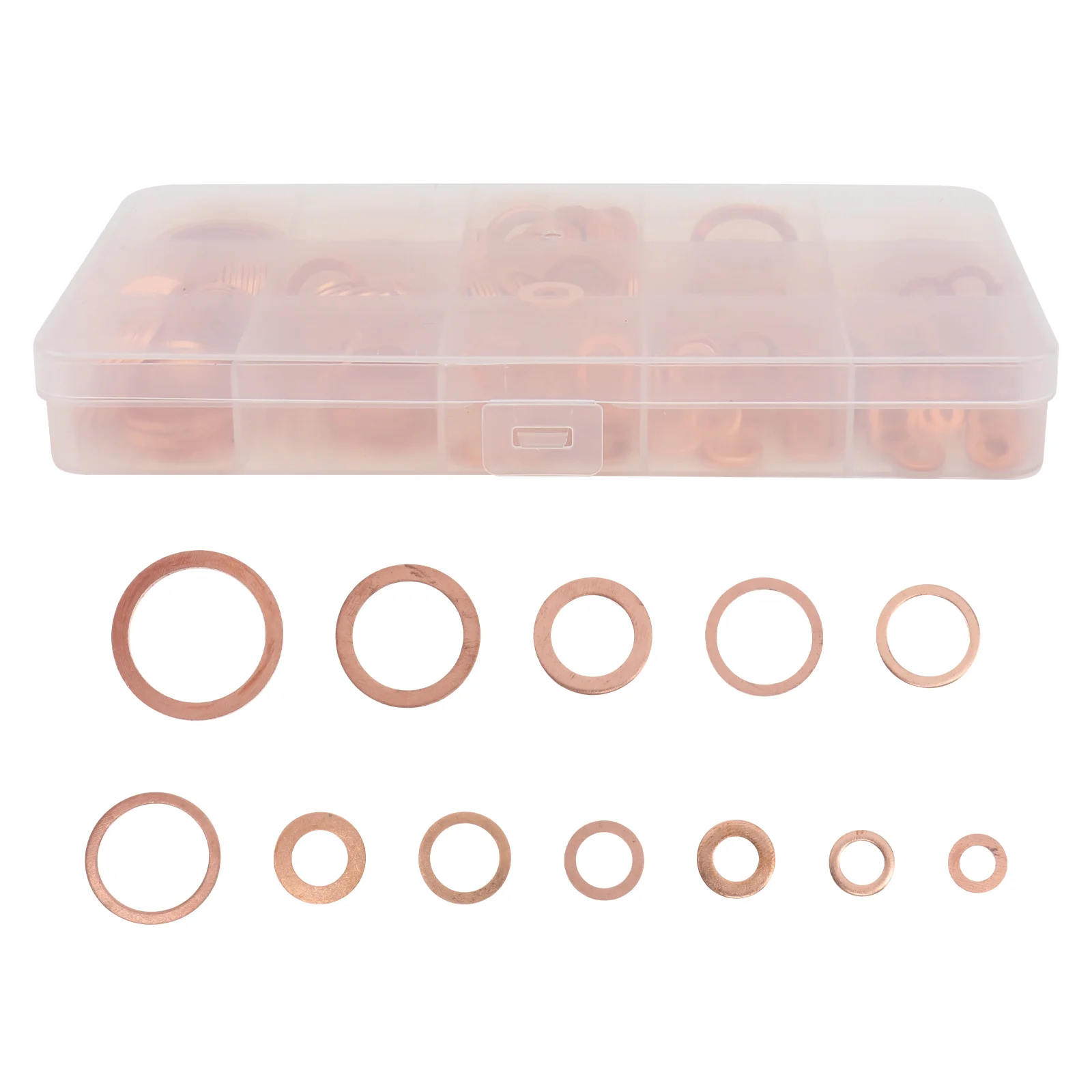 

280 PCS Copper Washers Set Flat Ring Sump Plug Gaskets M5 M8 M10 M14 M20 Oil Drain Plug Gasket Assortment Kit With Box