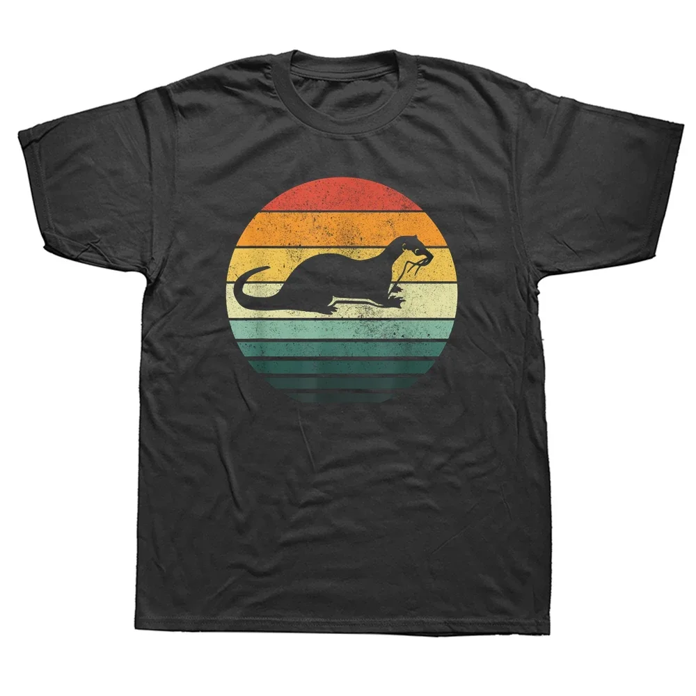 Funny Sea Otter Animal Sunset Retro Vintage T Shirts Graphic Cotton Streetwear Short Sleeve Birthday Gifts Summer Style T-shirt