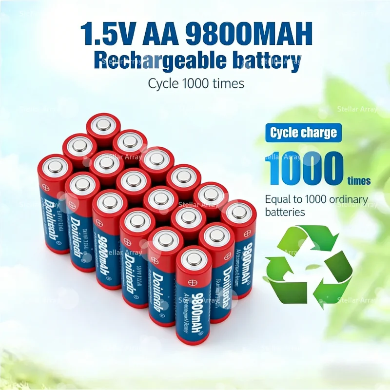 

1.5V AA Rechargeable Battery with Smart Charger for Microphone Toy Camera LED Light High Quality Durable Dry Battery