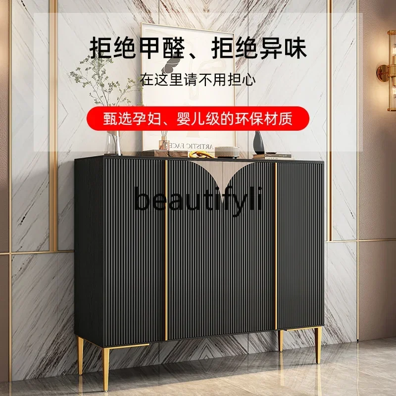 N178 G Muebles italianos, zapatero de cuatro puertas de lujo liht, puerta de entrada divisoria, vestíbulo de entrada, gabinete de losa de roca