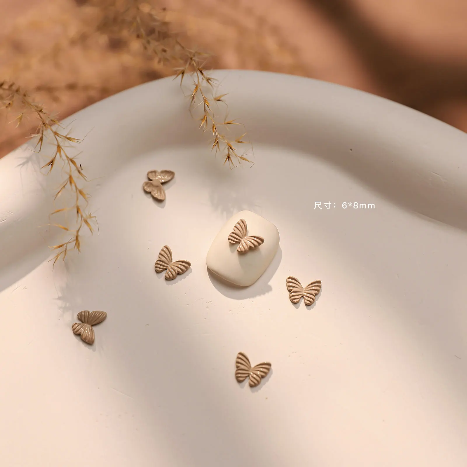 5 قطعة سلسلة الخريف الدافئة المعادن مسمار السحر أجزاء القهوة اللون زهرة الدب الحب الأظافر اكسسوارات DIY مسمار الفن زينة مجوهرات #5