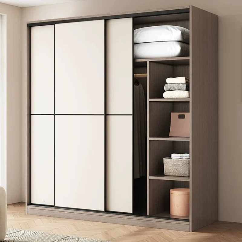 Partitions Storage Closet Modern Fabric Wooden Storage Organizer Bedroom Clothes Wardrobe Cabinet Guarda Roupa Home Furniture