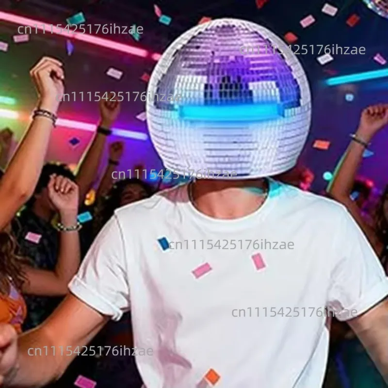 Mirror ball glass reflective ball helmet stage decoration performance radium performance props headdress