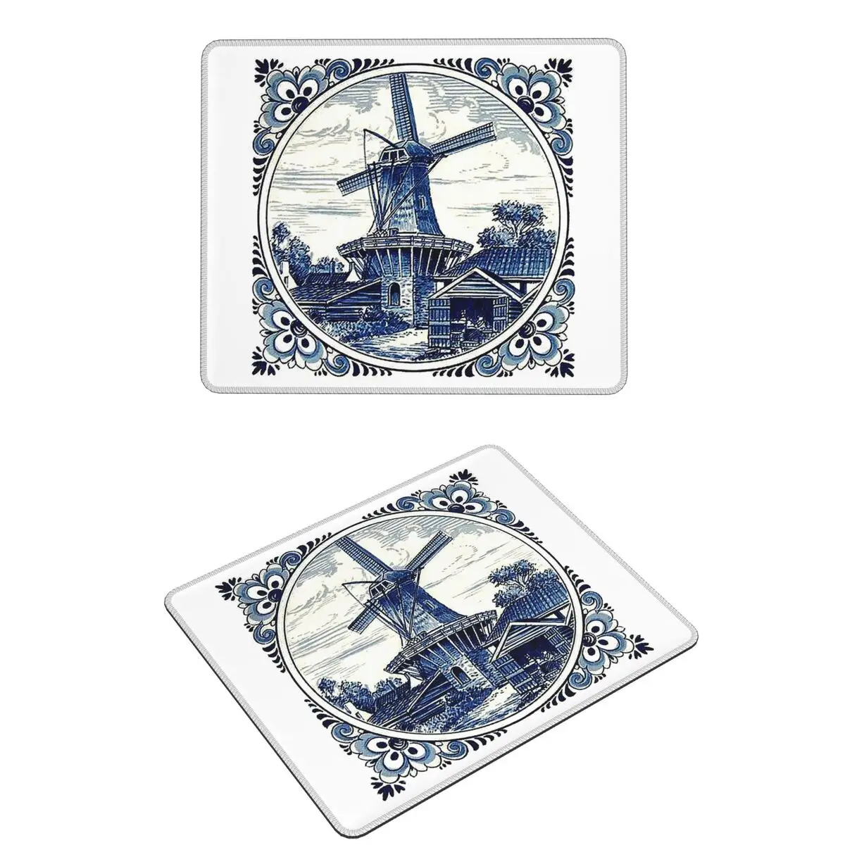 

Голландский синий Delft, винтажный коврик для мыши с принтом ветряной мельницы, компьютерная клавиатура, коврик для мыши, геймерский ПК, ноутбук, настольный коврик, офисные коврики для стола