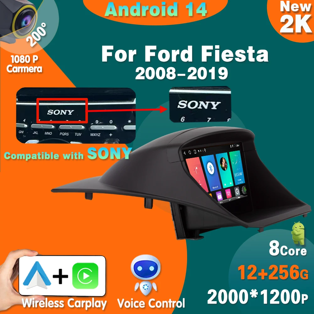 

Android 14 For Ford Fiesta 2009 - 2017 Car Radio Multimedia Video Player Navigation GPS wireless Carplay WIFI 4G NO 2din dsp bt