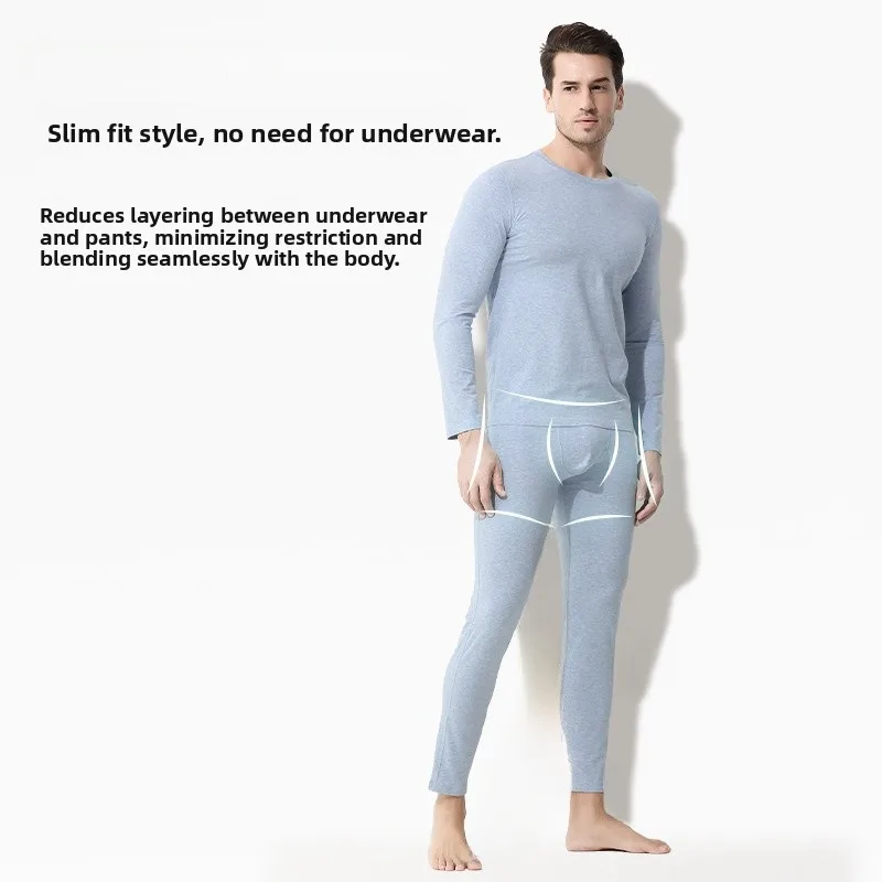 طقم ملابس داخلية قطنية بدون خياطة للرجال دافئة ولطيفة للخريف والشتاء وصل حديثًا سراويل داخلية مرنة ملونة وناعمة وطبقة أساسية ...