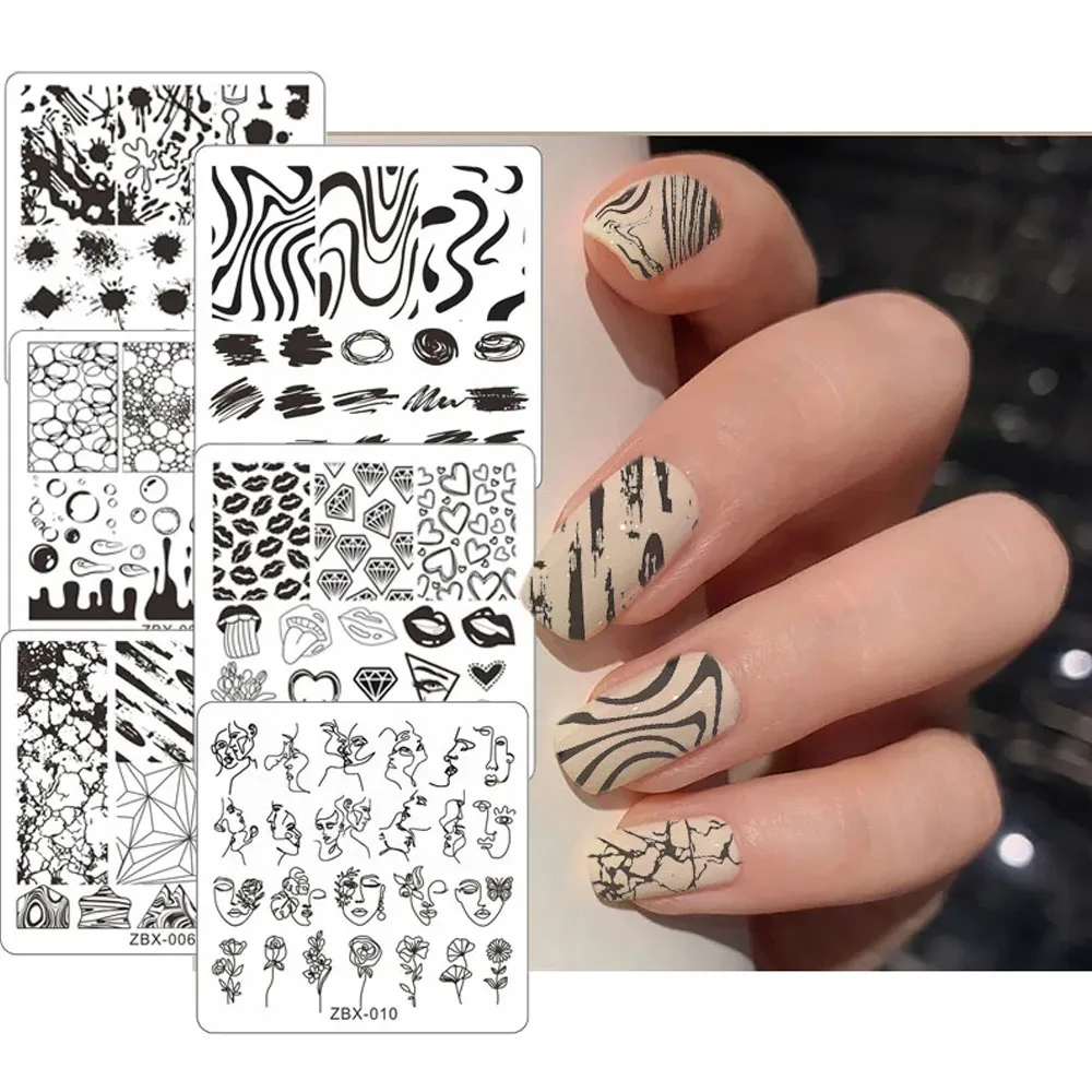 ใหม่ Graffiti แผ่นปั๊มเล็บสแตนเลส Bubble Nail Art แสตมป์แม่แบบ DIY ลูกไม้ดอกไม้เล็บเครื่องมือลายฉลุ