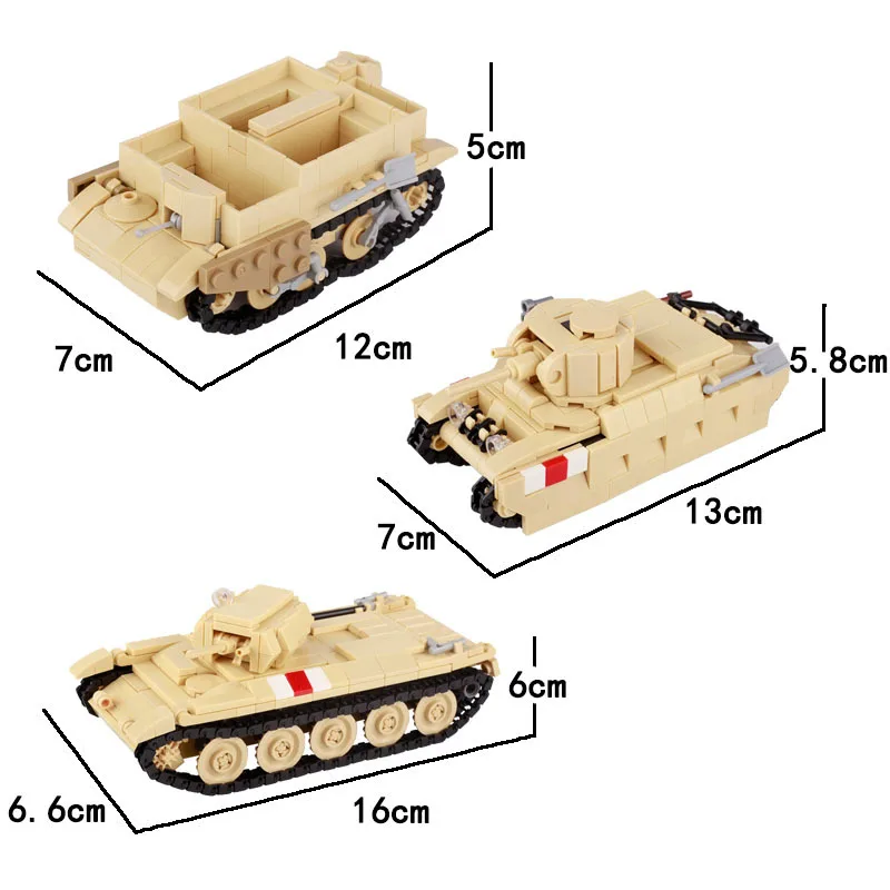 MOC Military Tank Building Blocks WW2 Tank Armored Vehicle Model Bricks Kids DIY Toy Boy Gift