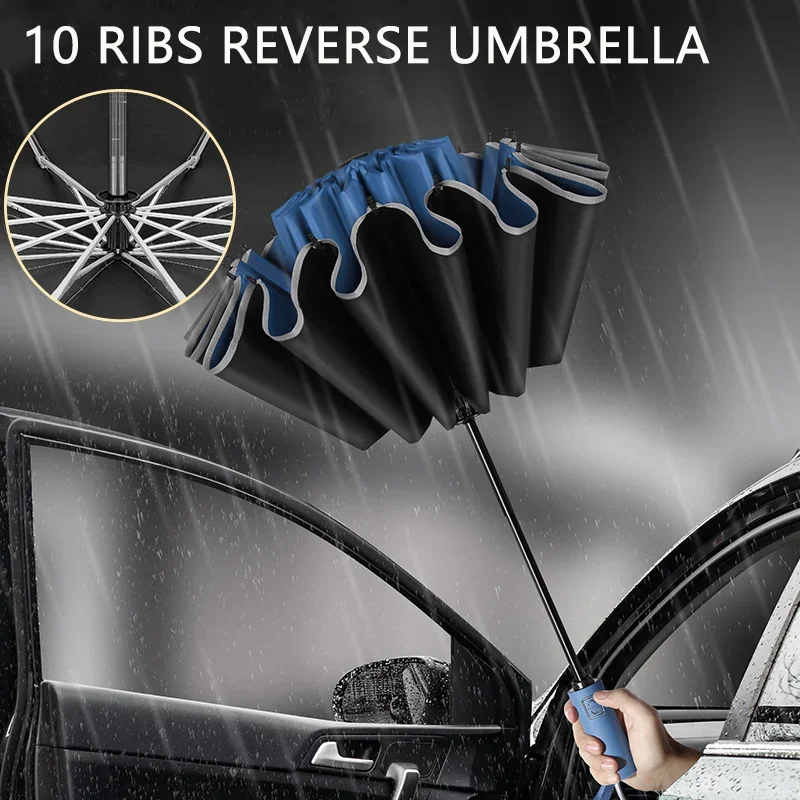 16Ribs Men Women Umbrella Large Windproof Reflective Stripe Reverse Automatic Umbrellas Sun Rain Luxury Business Car Travel