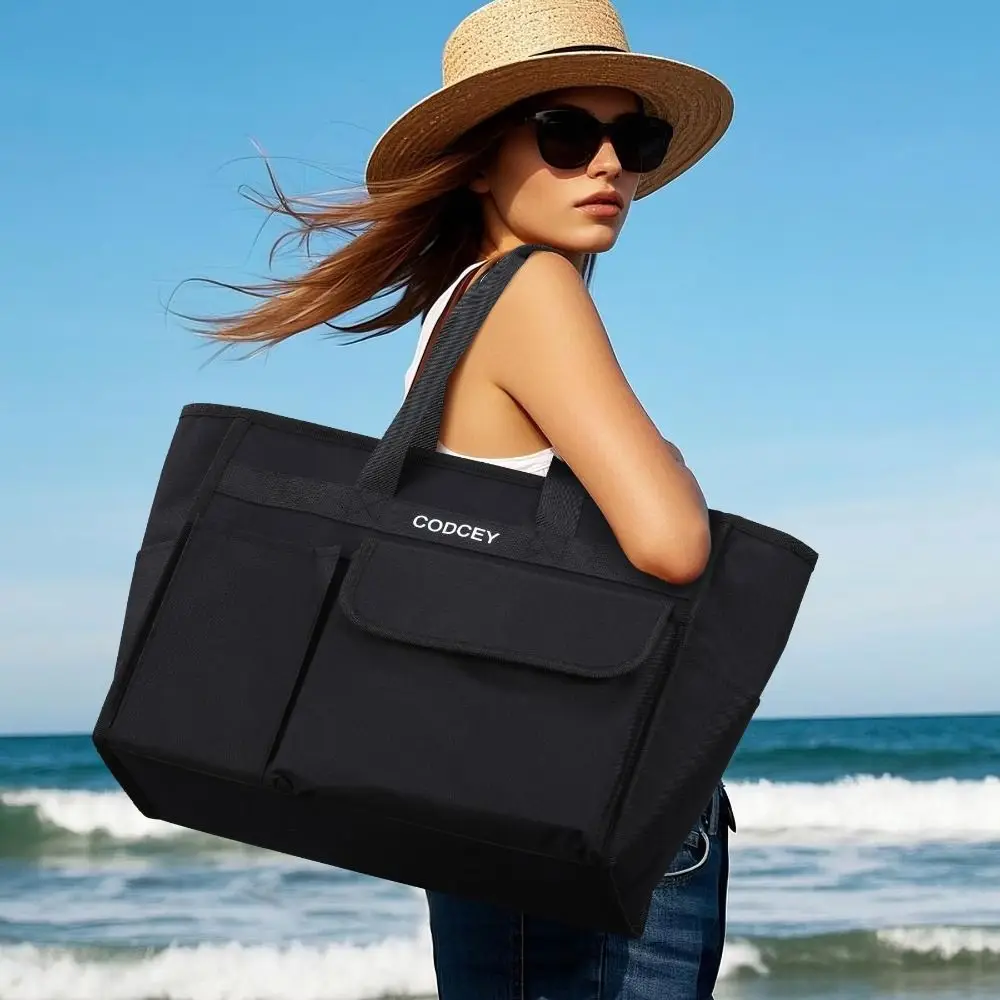 

Fashion Large Beach Tote Utility Waterproof Pool Bags With Wet Pocket Gym Carry On Bag for Weekender Travel