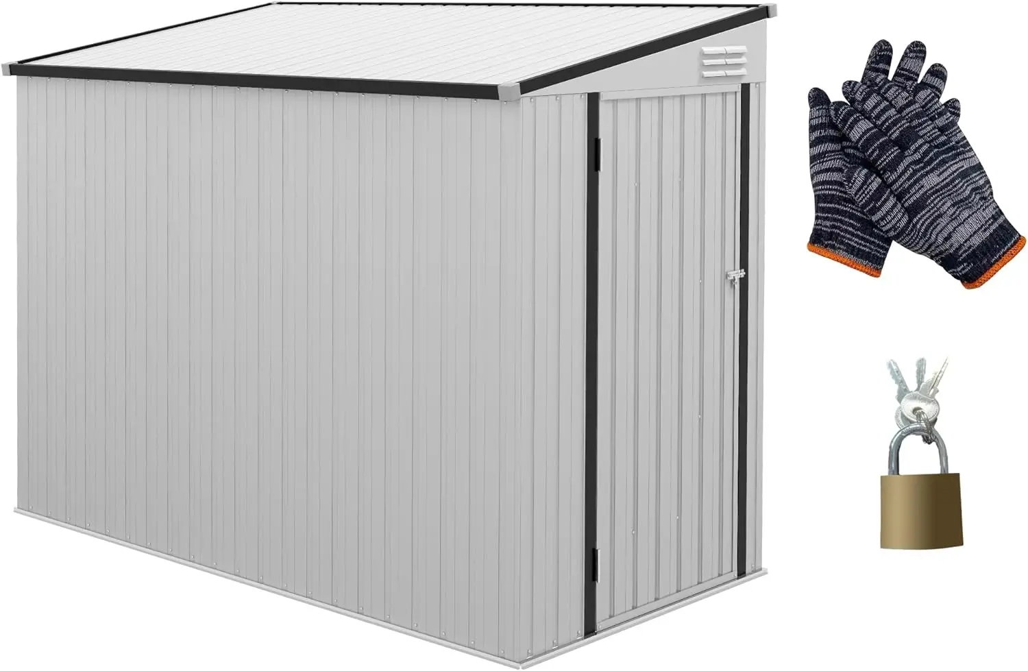 Outsunny 4' X 7.7' Metal Outdoor Storage Shed, Lean To Storage Shed, Garden Tool Storage House With Lockable Door And 2 Air