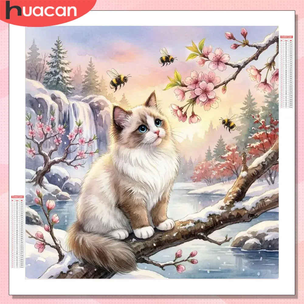 HUACAN Diamond Art Cat Animal Hobby Creative Unique Gift Dia