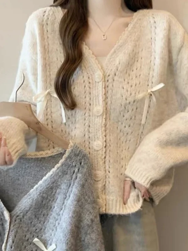 Cárdigan de Punto con Cuello en V a la Moda, Estilo Otoñal, Suéter con Botones para Mujer, Estilo Informal para el Trabajo, H...