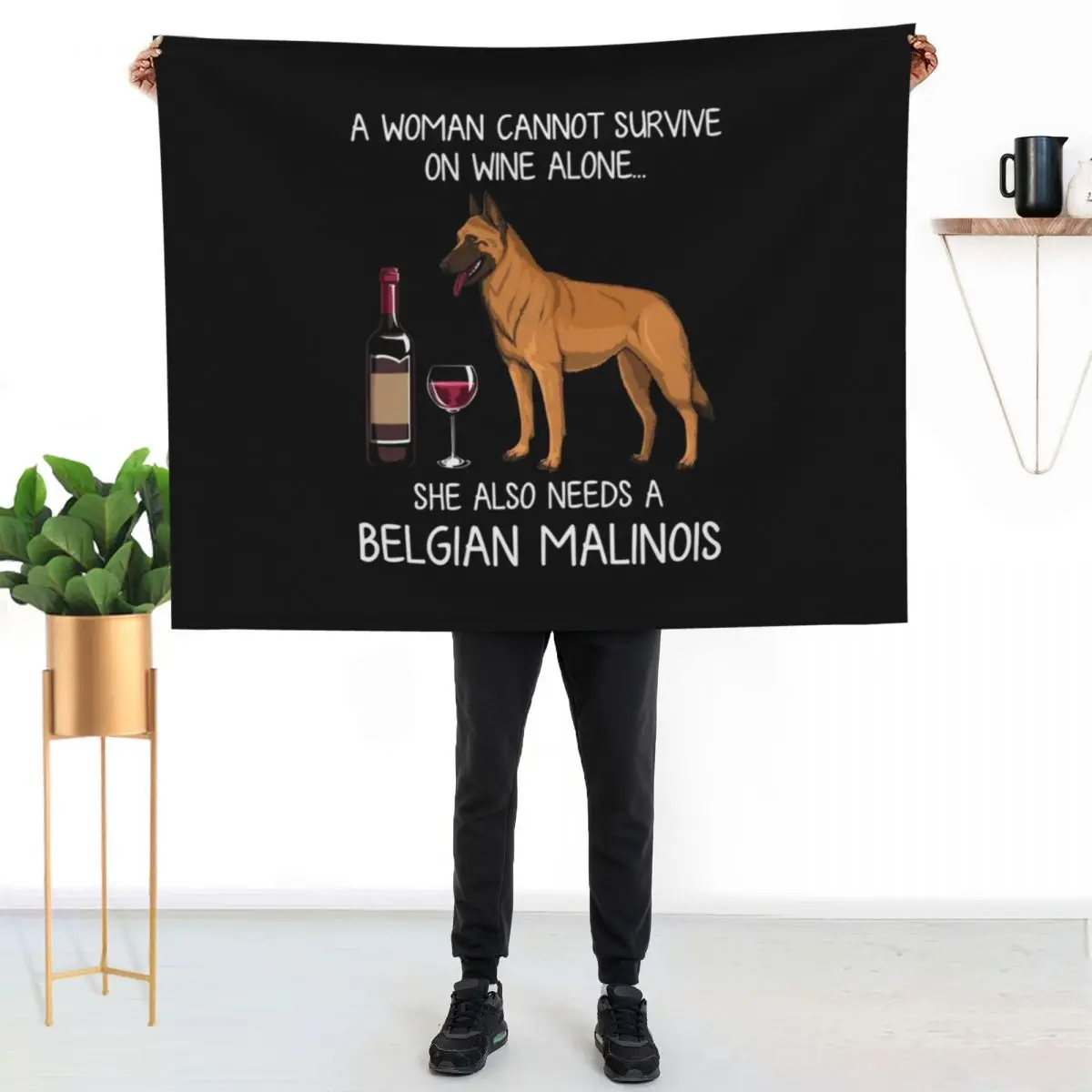 Belgian Malinois and wine Funny dog Throw Blanket Bed Hairy Luxury Brand Thins Blankets For Bed Blankets